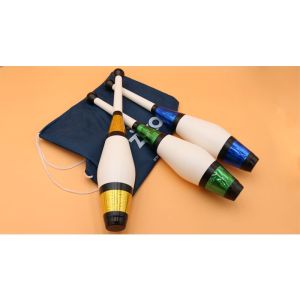 Juggling Set (3 Decorated Clubs) Assorted Colors by Zyko - Trick