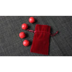 Set of 4 Leather Balls for Cups and Balls (Red and Red) by Leo Smetsers - Trick