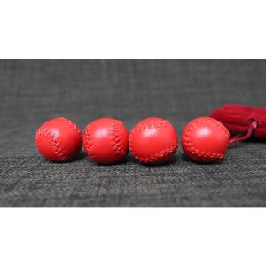 Set of 4 Leather Balls for Cups and Balls (Red and Red) by Leo Smetsers - Trick