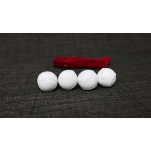 Set of 4 Leather Balls for Cups and Balls (White w/White Stitching) by Leo Smetsers - Trick